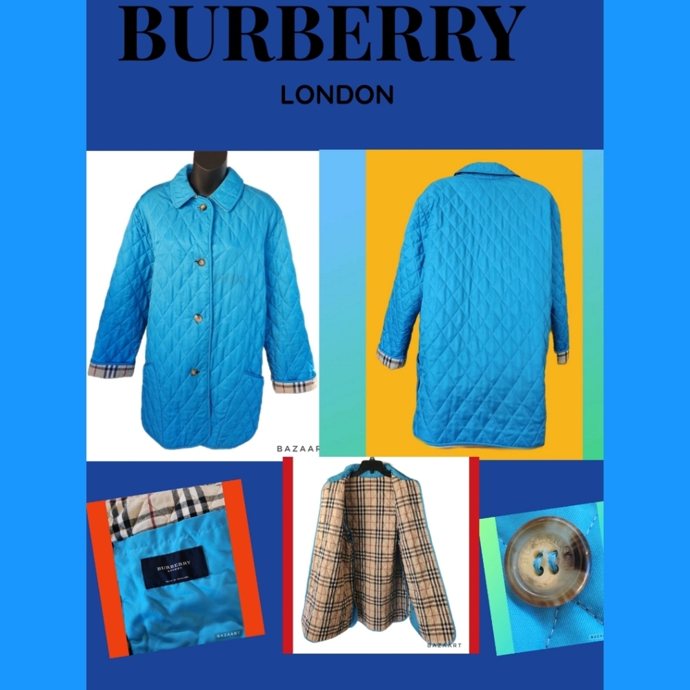 BURBERRY LONDON BLUE DIAMOND QUILTED UTILITY JACKET SIZE  X/L